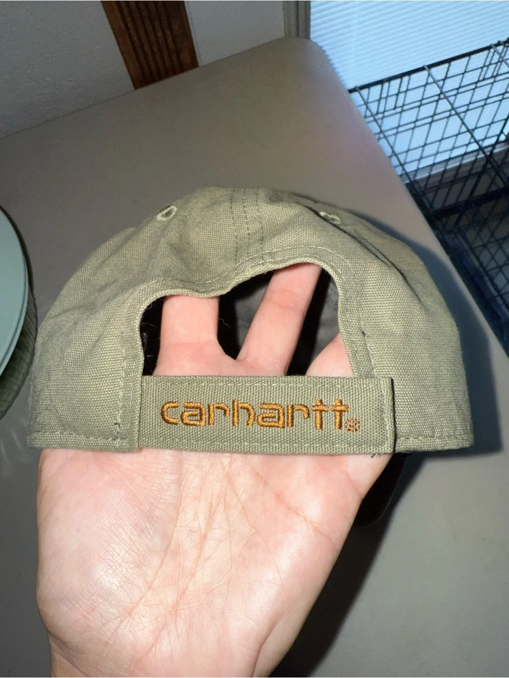 Carhartt Olive Canvas Leather-Logo Cap